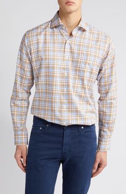 Peter Millar Stonington Summer Soft Plaid Cotton Button-Up Shirt in Maritime