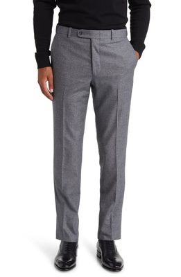 Peter Millar Straight Fit Flat Front Wool Blend Trousers in Grey
