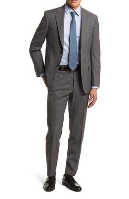 Peter Millar Tailored Fit Plaid Stretch Wool Suit in Grey