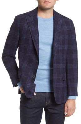 Peter Millar Tailored Fit Plaid Wool Blend Sport Coat in Navy