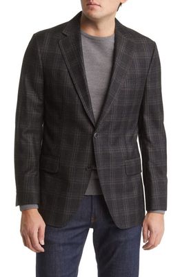 Peter Millar Tailored Fit Plaid Wool Sport Coat in Charcoal