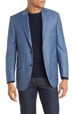 Peter Millar Tailored Fit Plaid Wool Sport Coat in Light Blue