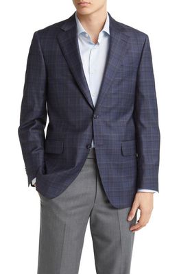 Peter Millar Tailored Fit Plaid Wool Sport Coat in Medium Blue