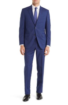Peter Millar Tailored Fit Plaid Wool Suit in Blue