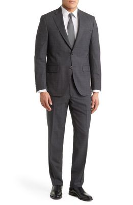 Peter Millar Tailored Fit Plaid Wool Suit in Charcoal