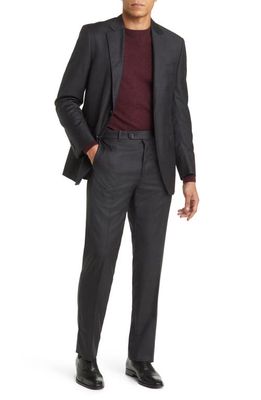 Peter Millar Tailored Fit Plaid Wool Suit in Grey
