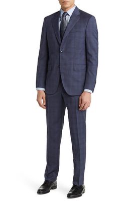 Peter Millar Tailored Fit Plaid Wool Suit in Light Blue