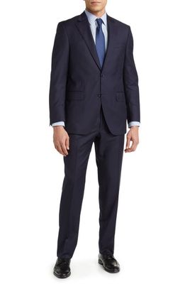 Peter Millar Tailored Fit Plaid Wool Suit in Navy