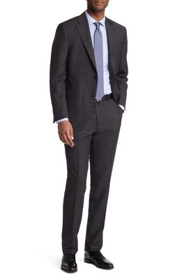Peter Millar Tailored Fit Windowpane Plaid Wool Suit in Charcoal