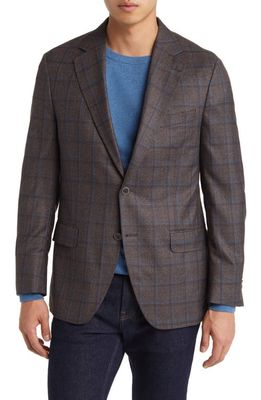 Peter Millar Tailored Fit Windowpane Wool Sport Coat in Brown