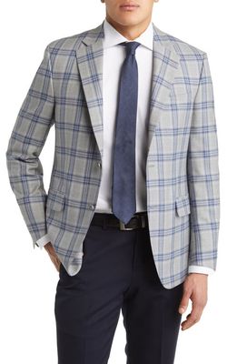 Peter Millar Tailored Fit Windowpane Wool Sport Coat in Grey