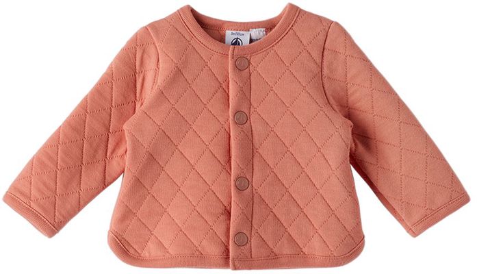 Petit Bateau Baby Pink Quilted Tube Knit Cardigan