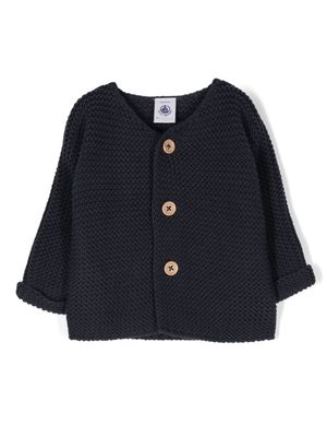 Petit Bateau button-up tricot-knit cardigan - Blue