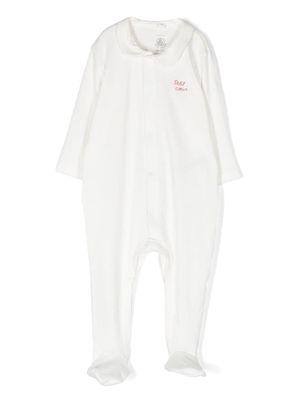Petit Bateau embroidered-motif cotton sleepsuit - White