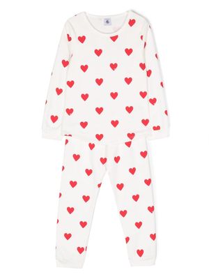 Petit Bateau heart-print cotton pajamas - White