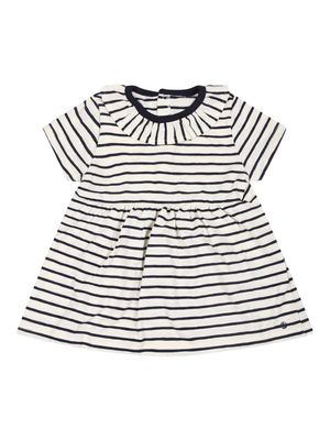 Petit Bateau horizontal stripe cotton dress - White