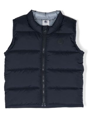 Petit Bateau logo-appliqué quilted gilet - Blue