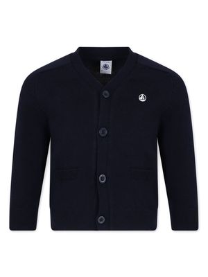 Petit Bateau logo-embroidered cotton cardigan - Blue