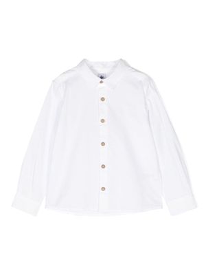 Petit Bateau logo-embroidered cotton shirt - White