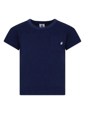 Petit Bateau logo-embroidered cotton T-shirt - Blue