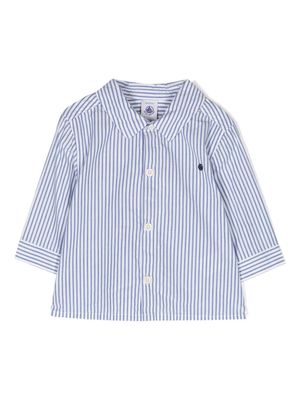 Petit Bateau logo-embroidered striped shirt - Blue