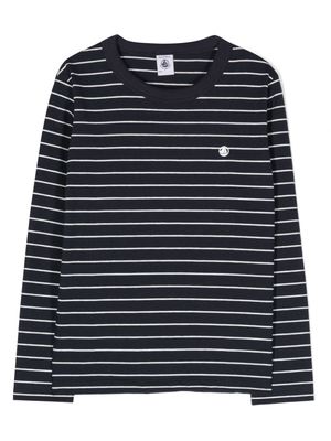 Petit Bateau logo-embroidered striped T-shirt - Blue
