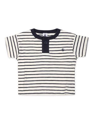 Petit Bateau logo-print organic cotton polo shirt - White