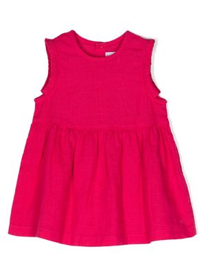 Petit Bateau ruffled flared linen dress - Pink