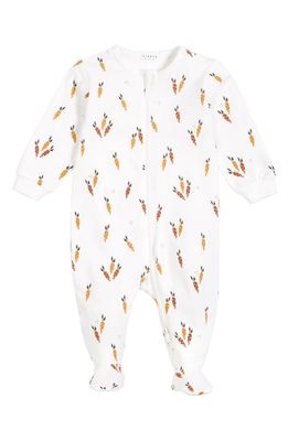 Petit Lem Carrots Fitted One-Piece Stretch Organic Cotton Pajamas in 101 Off White