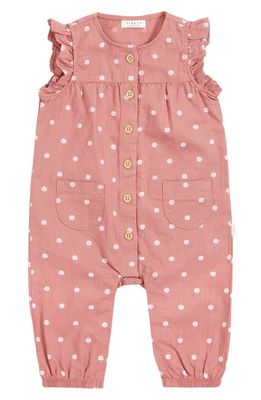 Petit Lem Daisies on Pink Sunset Linen & Cotton Romper in 400 Pink