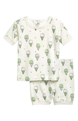 Petit Lem Fitted Two-Piece Short Sleeve Cotton Pajamas in Off White