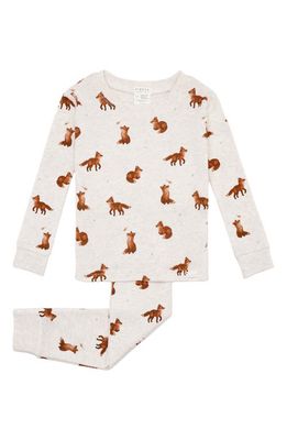 Petit Lem Fox Heathered Organic Cotton Fitted Pajamas in Heather Beige