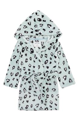 Petit Lem Kids' Animal Print Fitted Hooded Robe in Blue