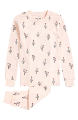 Petit Lem Kids' Cactus Print Cotton Fitted Pajamas in 401 Light Pink