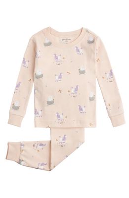 Petit Lem Kids' Dog Print Fitted Two-Piece Pajamas in Pink Light
