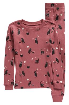 Petit Lem Kids' Glow in the Dark Fitted Two-Piece Pajamas in Dusty Pink