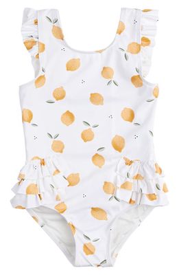 Petit Lem Kids' Lemon Ruffle One-Piece Swimsuit in Off White
