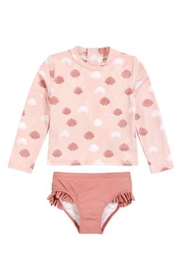Petit Lem Kids' Long Sleeve Two-Piece Rashguard Swimsuit in 400 Pink