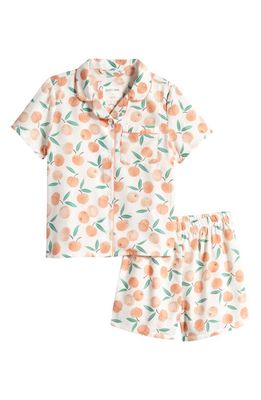 Petit Lem Kids' Peach Print Short Pajamas in Off White 