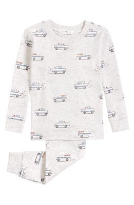Petit Lem Kids' Pickup Truck Organic Cotton Fitted Two-Piece Pajamas in 904 Light Heather Grey
