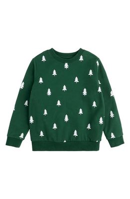 Petit Lem Kids' Pine Tree Print Sweatshirt in Green