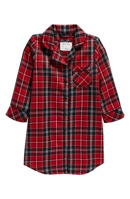 Petit Lem Kids' Plaid Recycled Polyester Flannel Nightgown in Red