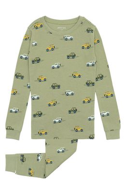 Petit Lem Kids' Print Fitted Organic Cotton Two-Piece Pajamas in Green