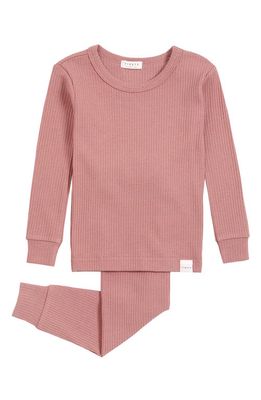 Petit Lem Kids' Rib Solid Fitted Two-Piece Pajamas in 400 Pink