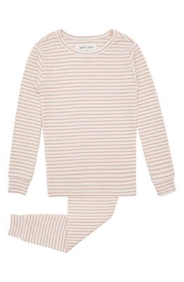 Petit Lem Kids' Rib Stripe Fitted Two-Piece Pajamas in Light Pink