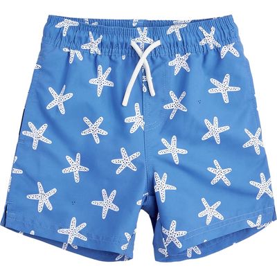 Petit Lem Kids' Starfish Print Swim Trunks in Blue