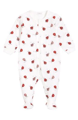 Petit Lem Ladybug Fitted One-Piece Stretch Organic Cotton Pajamas in 101 Off White