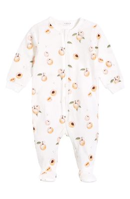 Petit Lem Peaches Organic Cotton Fitted One-Piece Pajamas in 101 Off White