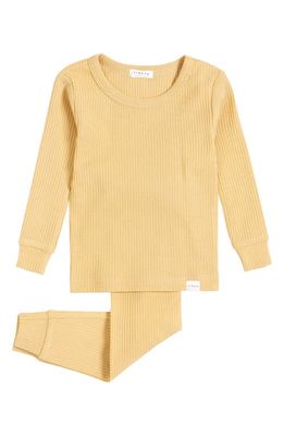 Petit Lem Rib Fitted Two-Piece Short Pajamas in Yellow
