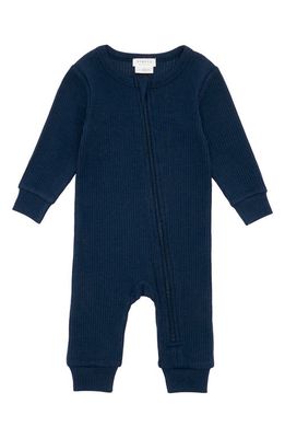 Petit Lem Ribbed Fitted One-Piece Pajamas in Nav Navy